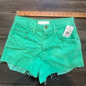 NWT MOTHER The Fun Dip Micro Cut Shorts in Summer Green Sz27